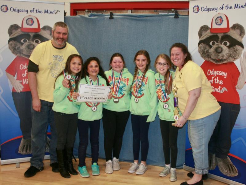 Shields Elementary OM participants are (l-r) Shannon Baugh, Sidney Caldwell, Avery Miller, Sophia Baugh, Keira Fletcher, Lily Noonan and Tina Allen.